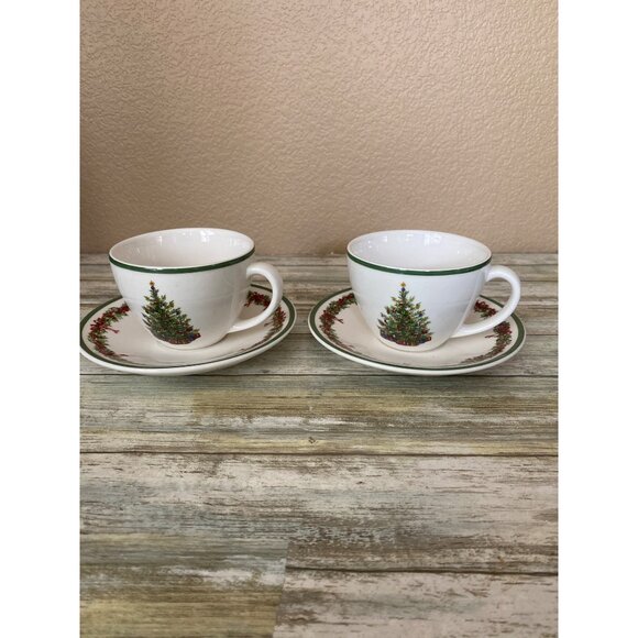 Christopher Radko Traditions Holiday Celebrations Cup & Saucer Set Christmas Tre - Picture 4 of 9